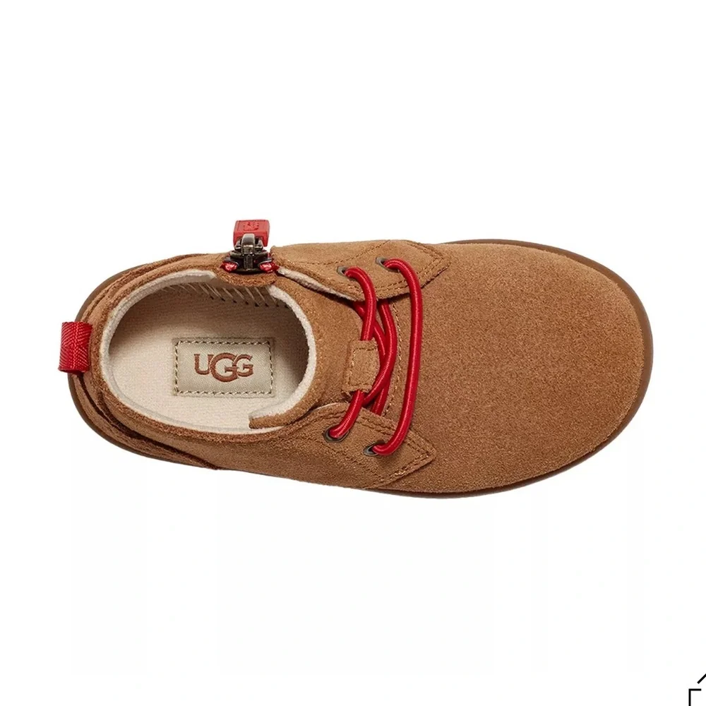 UGG Kids Chestnut Suede Walker with Red Laces